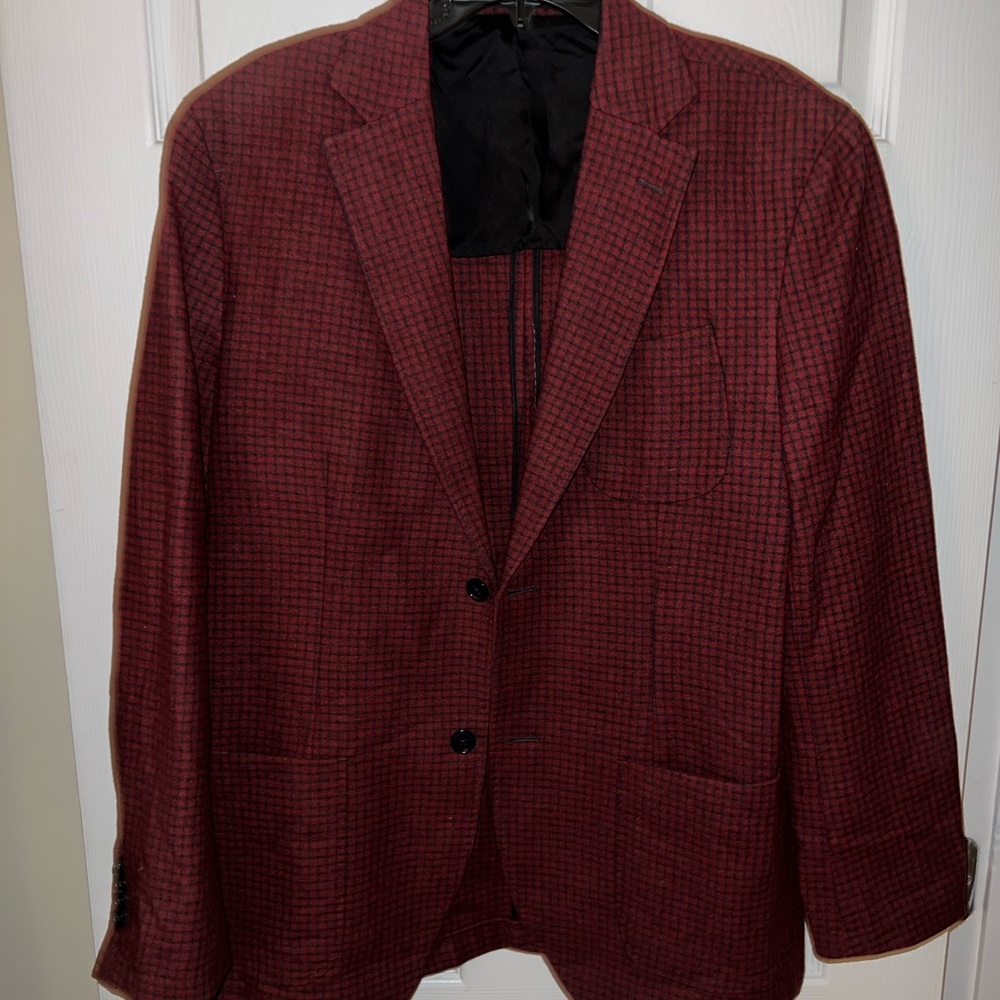 Southern Proper Maroon Checkered Blazer